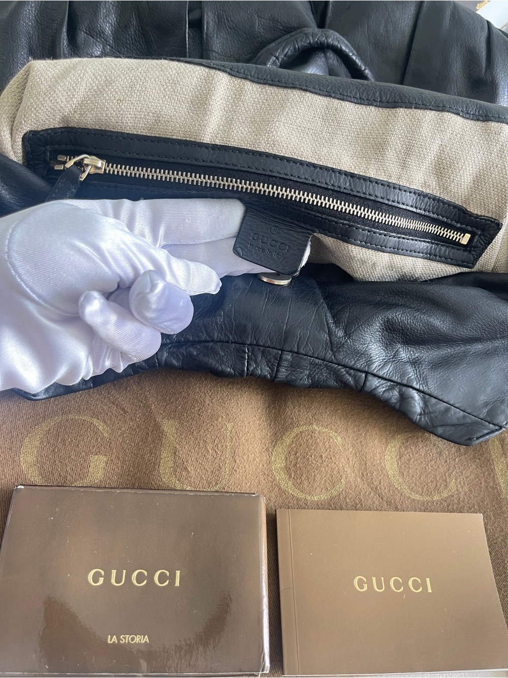 Gucci Hysteria Large Hobo Bag Black Leather Floral Embroidered Vintage $4500 - Picture 17 of 17